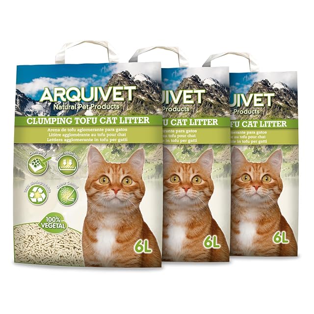 Arena de Tofu para Gatos 6 L - Pack 3 Unidades - Aglomerante y Absorbente