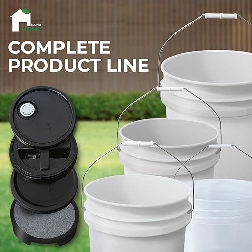 Vista 64 de EconoHome Cubo redondo de plástico de grado alimenticio de 1 galón, recipientes para almacenamiento de alimentos con tapas, ideales para recipientes