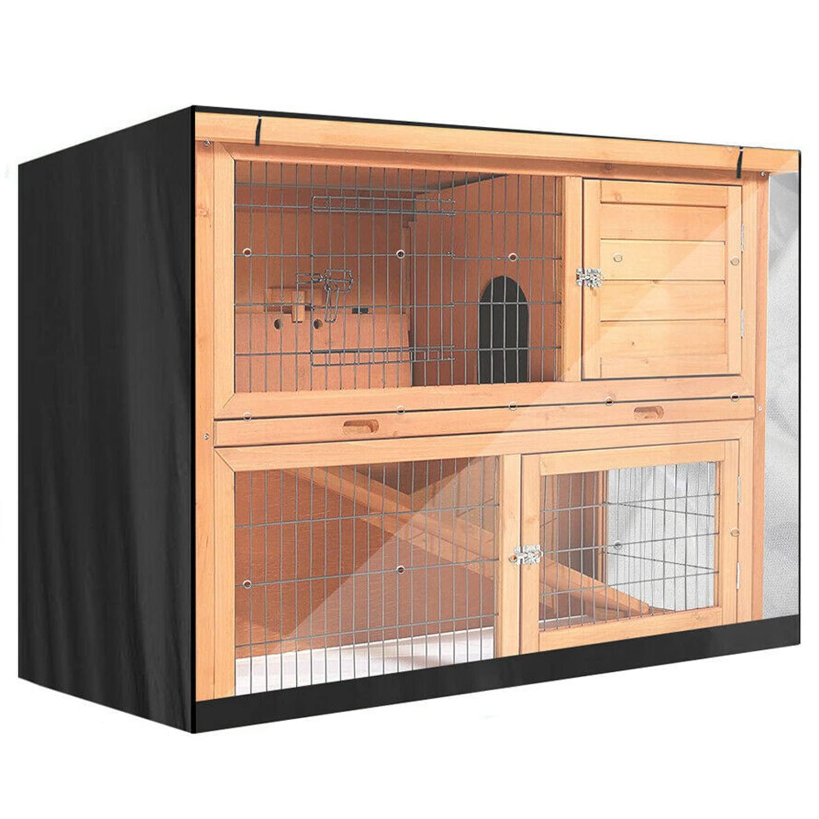 Syfunlv Cubierta para conejera, Cubierta Impermeable para Jaula de Conejo, Cubierta Antipolvo para Jaula de Conejo, Cubierta Doble para Gatos, hámsteres, Gatitos, Mascotas, Negro