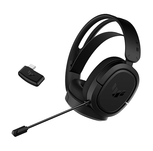 ASUS TUF Gaming H1 Wireless Headset | Discord Certified Mic, 7.1 Surround Sound, 40mm Drivers, 2.4GHz, USB-C, Lightweight, 15 Hour Battery Life, for PC, Mac, Switch, Mobile Devices, PS4, PS5 - Black