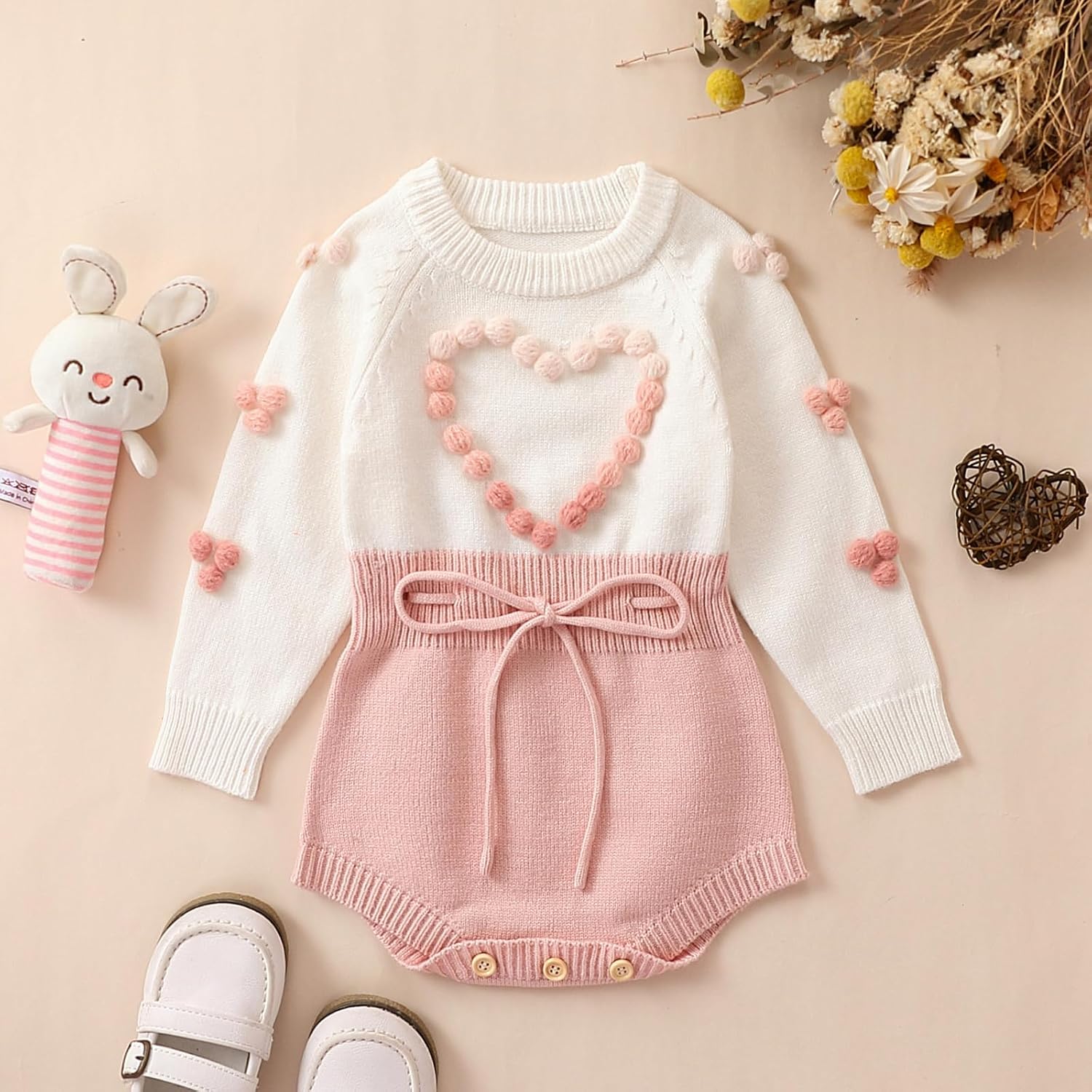 Baby Girl Knitted Romper Sweater Long Sleeve Knit Embroidery Floral One Piece Bodysuits Warm Fall Winter Clothes - Image 5