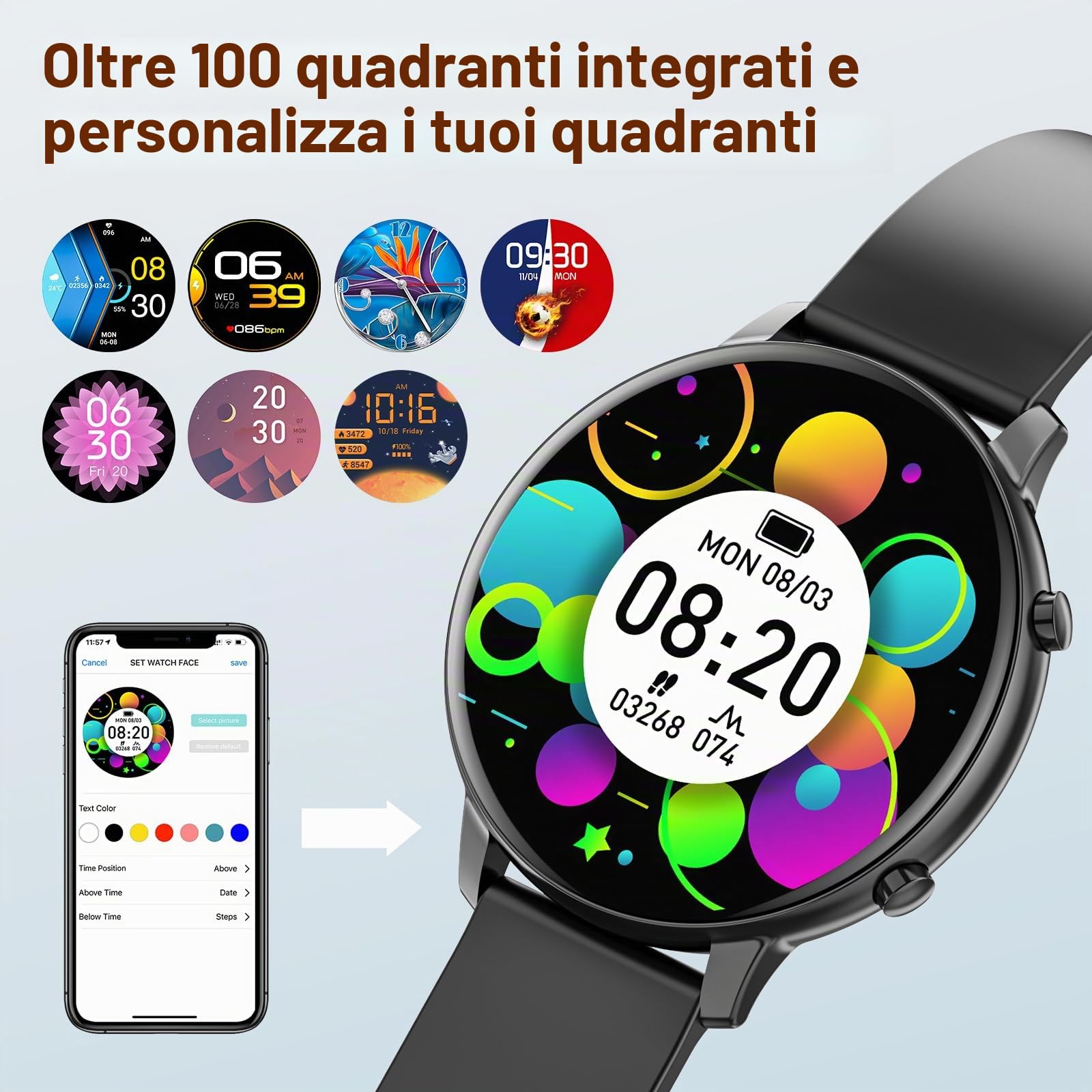 Hwagol Smart Watch (rispondere/effettuare chiamate), fitness tracker da 1,39 pollici, smartwatch con cardiofrequenzimetro/monitoraggio del sonno/contapassi/calorie, oltre 140 modalità sportive,