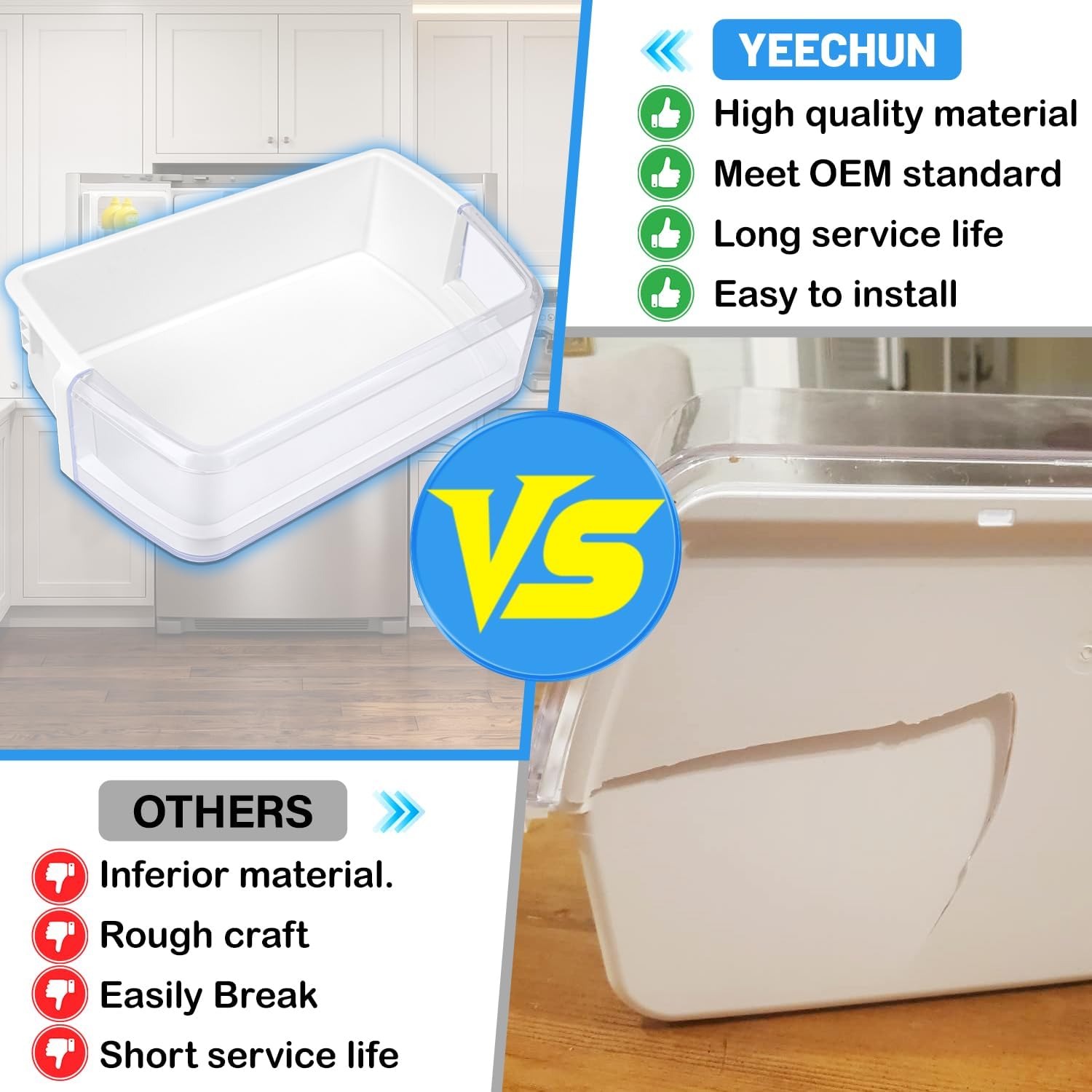 UPGRADED DA97-06419C Refrigerator Door Shelf Basket Bin Right Replacement