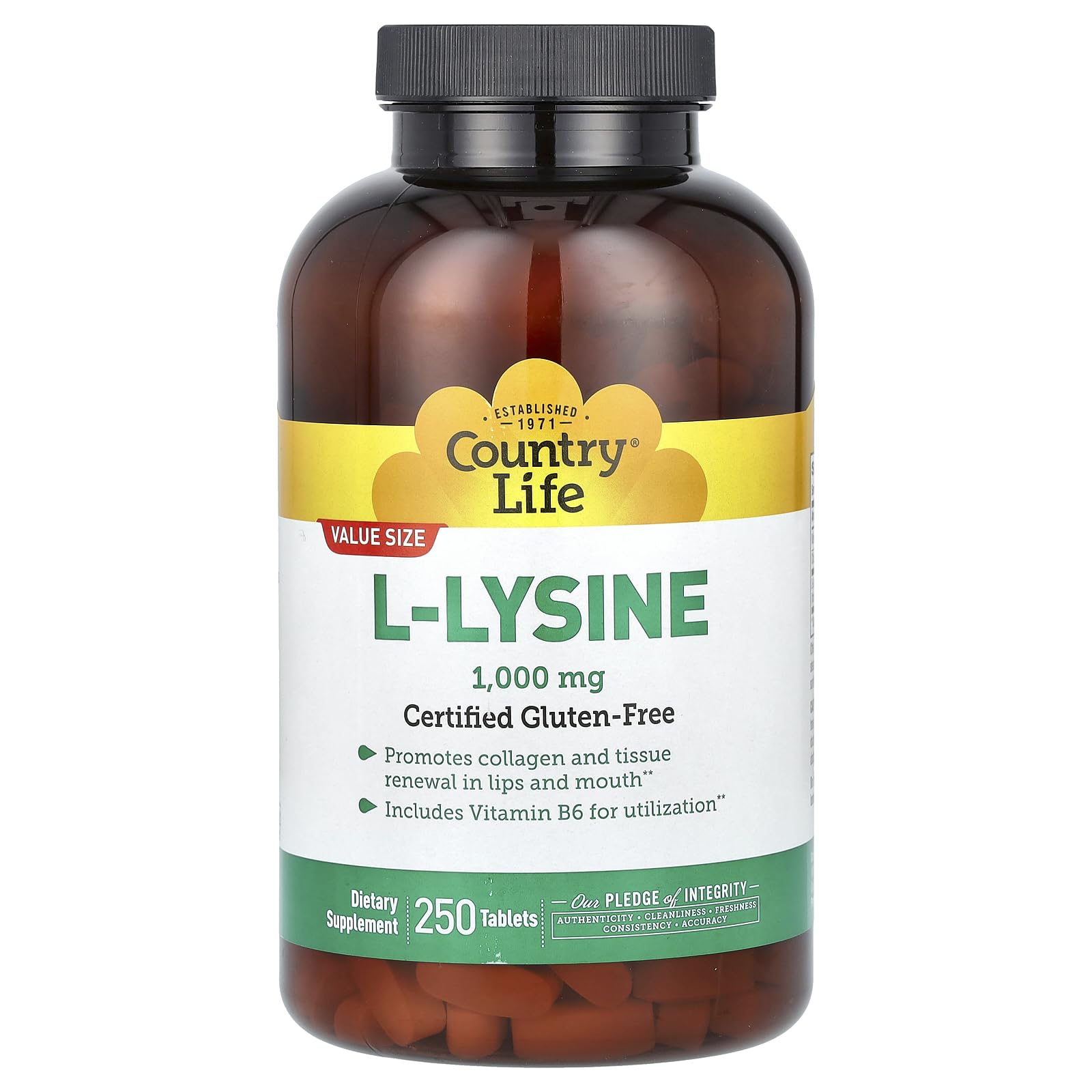 Country Life Vitamins - Lysine 1000 mg 250 tab