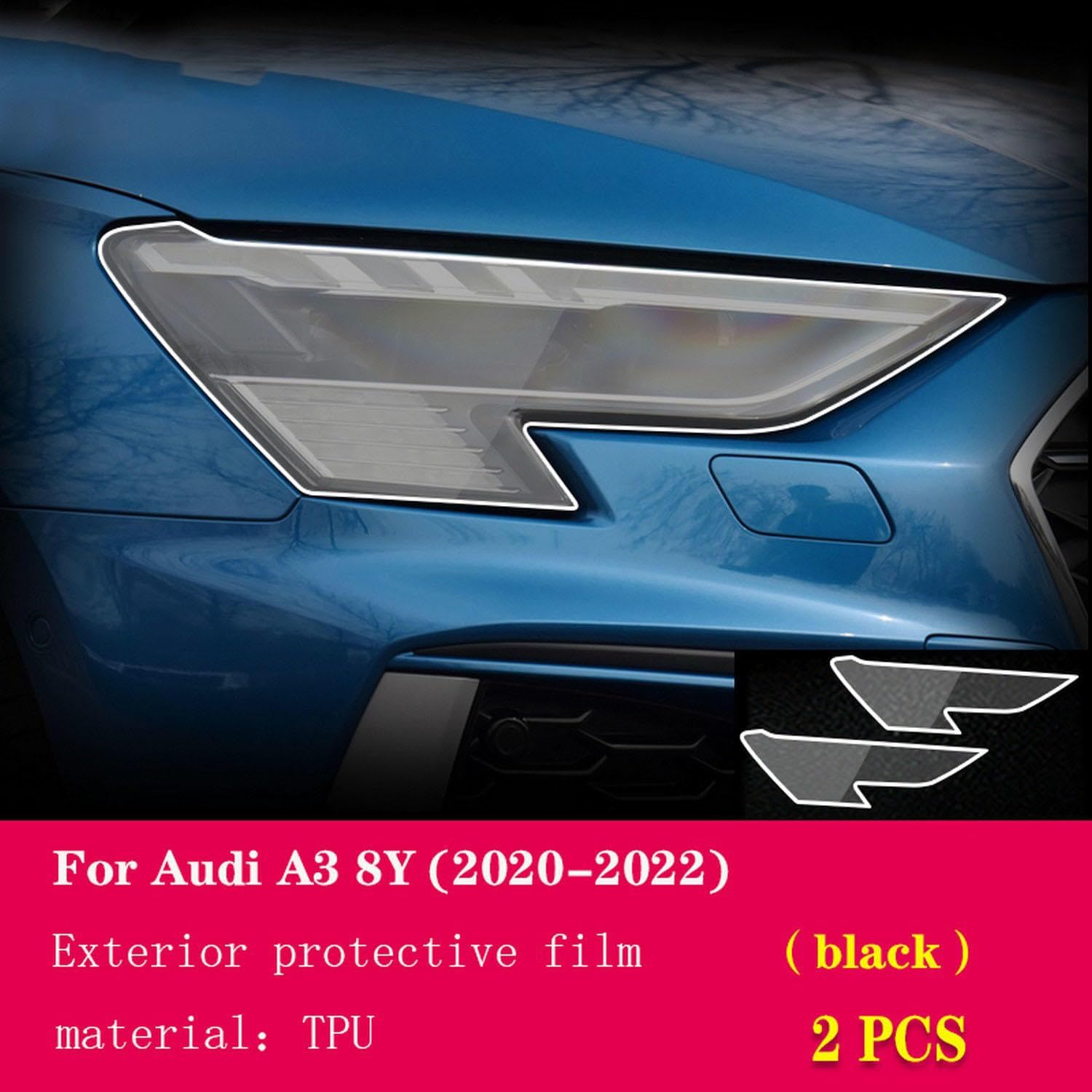Car Exterior PPF Transparent Protective Film TPU Anti Scratch Headlamps Protective Film ，for Audi A3 8Y 2020-2023