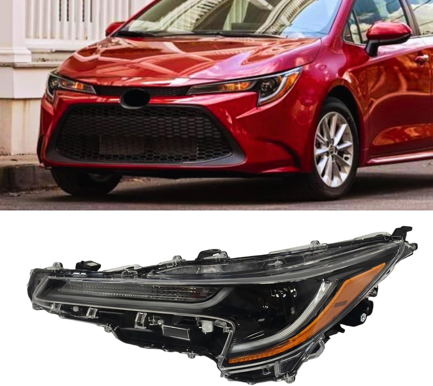 Headlight Fit For 2023-25 Toyota Corolla L LE Headlamp Assembly LED DRL (Left Driver) Compatible w/LED DRL LH 81150-02Q70 CR23A01-1L LOW