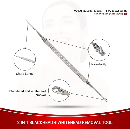 Miniatura 4 de World's Best Tweezers - Herramienta extractor de manchas de doble extremo, herramienta 2 en 1 para quitar puntos negros y puntos blancos y