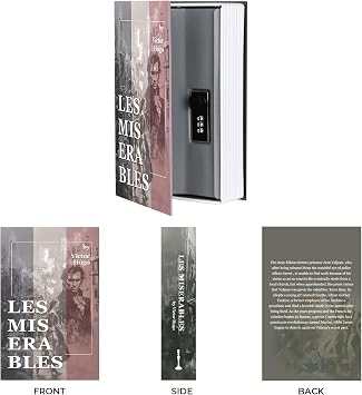 Book Safe with Combination Lock(Les Miserables) and Safe Box(0.23 Cubic Feet) with Fireproof Bag