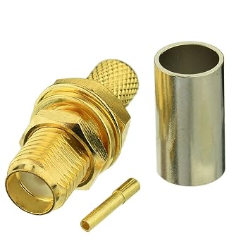 Eightwood SMA Female Bulkhead Crimp Connector for RG58 RG142 LMR195 Cable