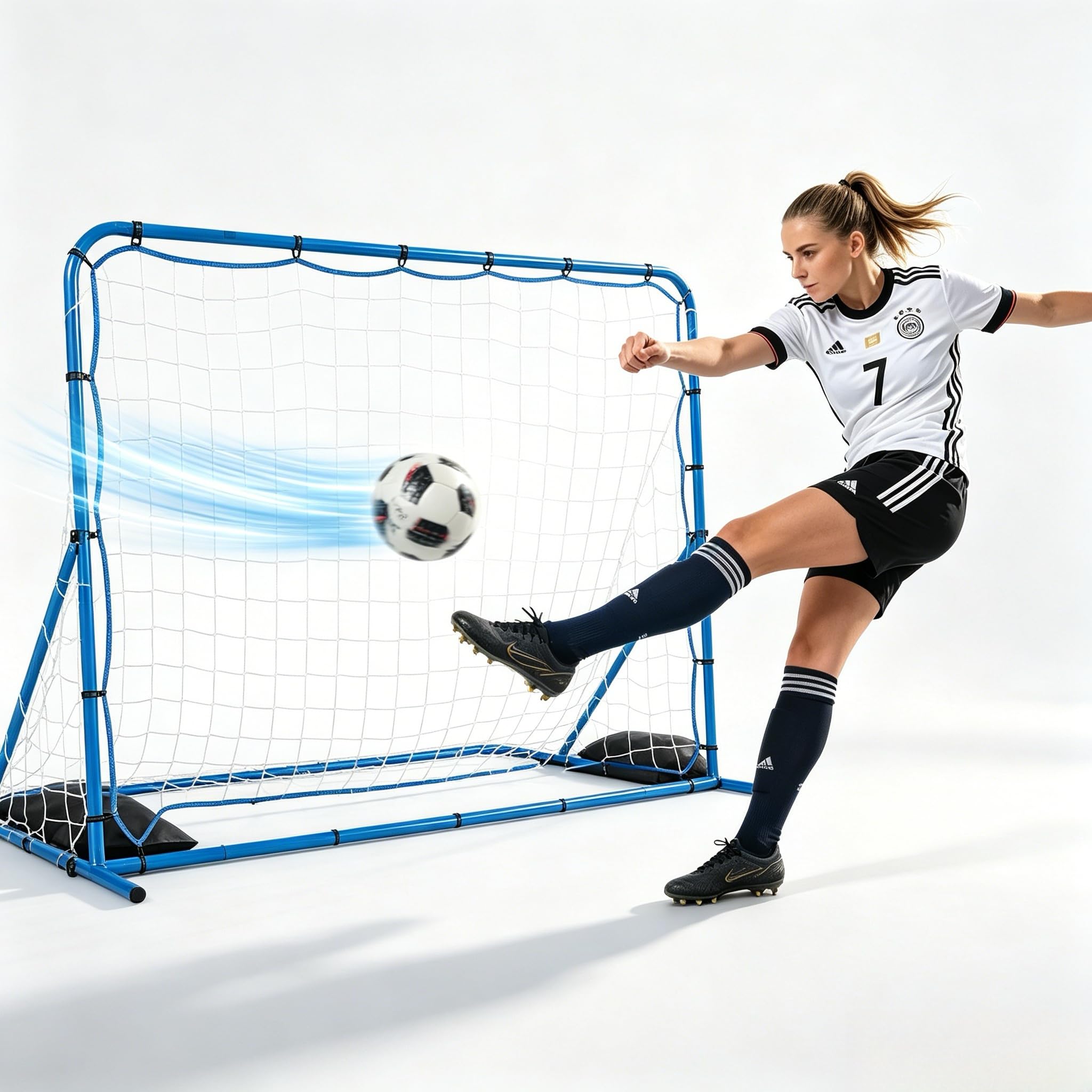 Porta da calcio e rimbalzo 2 in 1, angolo di rimbalzo regolabile, robusta rete da allenamento da calcio, pieghevole per tiro, regolazione e controllo della palla, strumento di allenamento per bambini