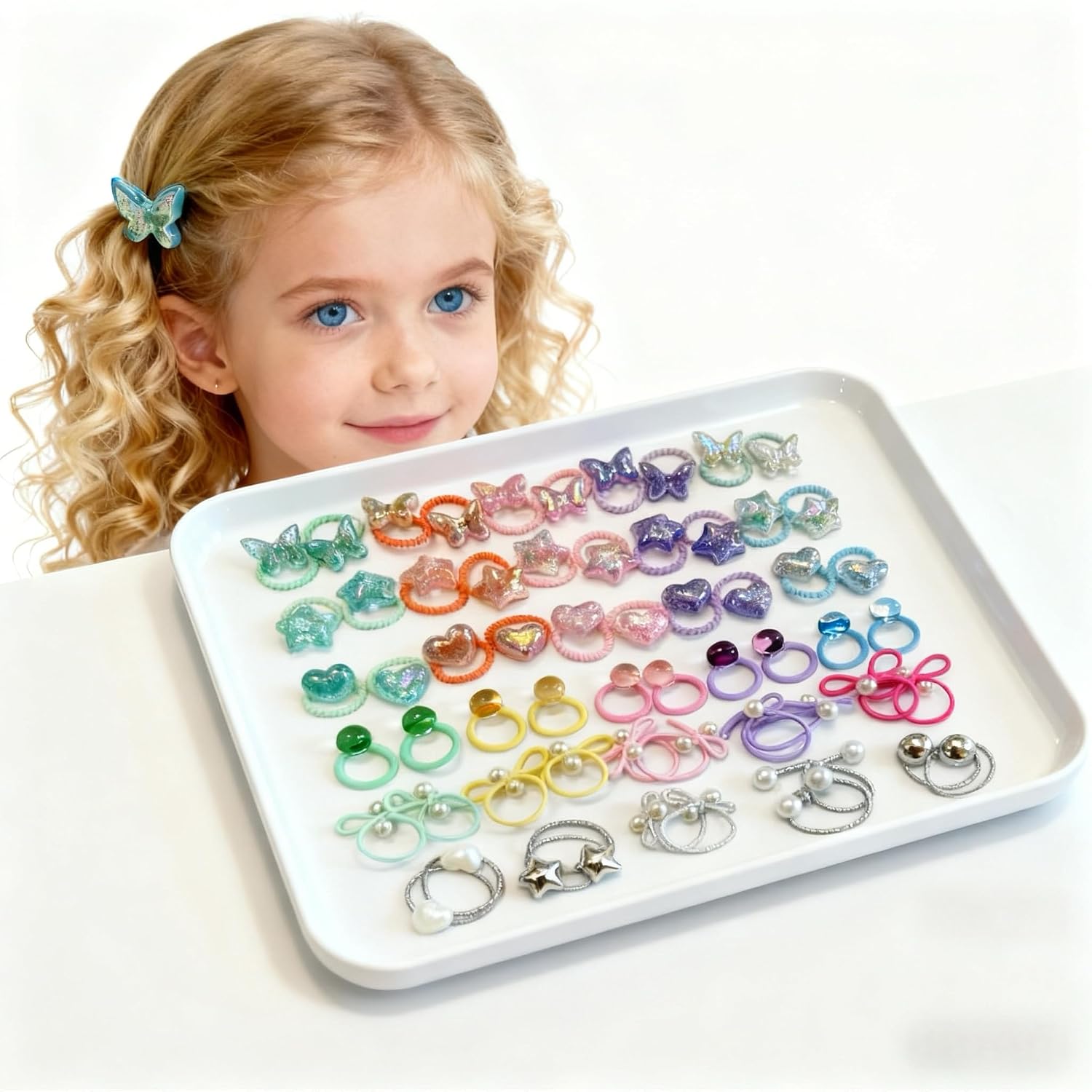 Elastic Hair Ties for Toddler Girls, 60 Pieces Hair Ties for Little Girls, Soft Scrunchies Elastics Ponytail Holders Pigtails Rubber Bands