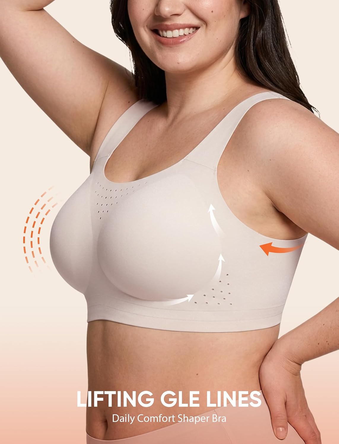 Womens Minimizer Bras for Women Full Coverage Wireless Plus Size Supportive Wide Strap Tshirt Seamless Bra Bralette Beige XL
