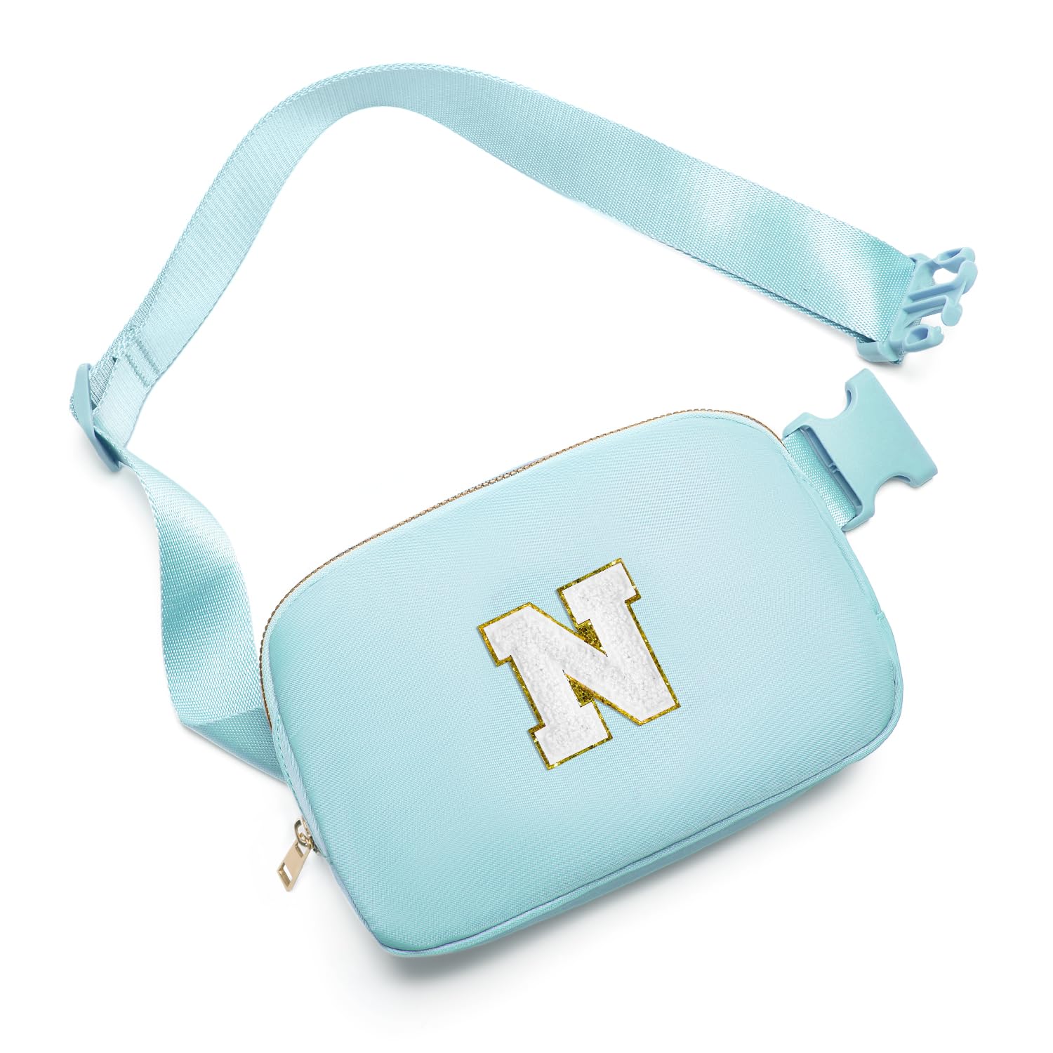 Gitus Birthday Gifts for 8 9 10 11 12 13 Year Old Girls Personalized Fanny Pack Crossbody Bags with Initial Letter Patch Belt Bag for Teen Girls Cute Trendy Stuff Travel Essentials (Icingblue-N)