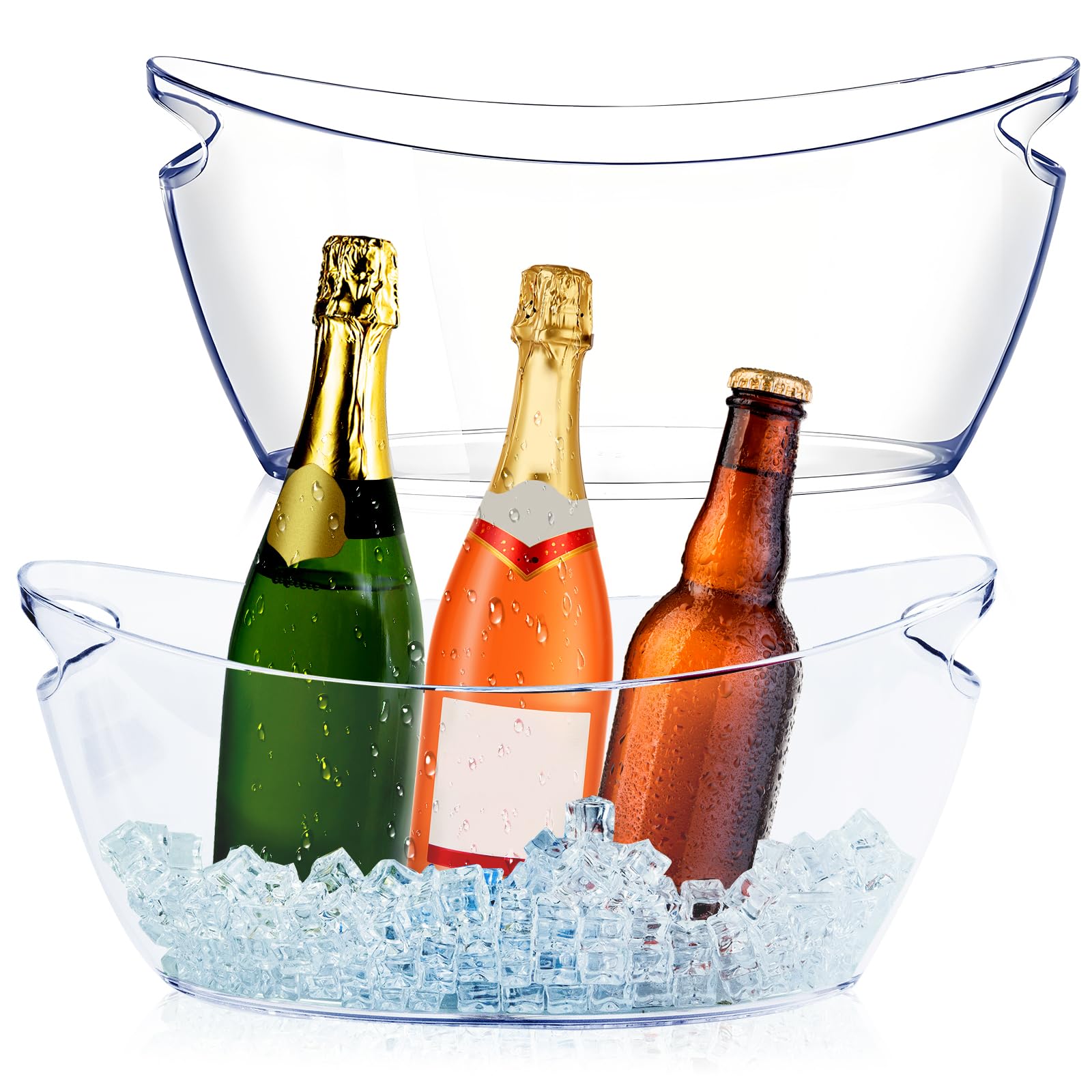 Cheardia Eiskübel, Acryl, Champagnereimer, 5,5 l, Getränkebehälter für Partys, lange und schmale Mimosen-Barzubehör, Cocktailbar, Champagner, Bier, Wein, transparent, 2 Stück