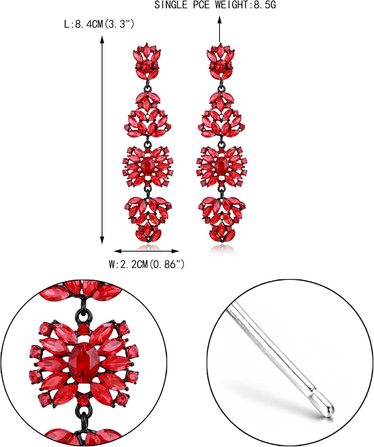 EVER FAITH Statement Dangle Earrings for Women, Costume Wedding Party Jewelry Marquise Crystal Cluster Bohemia Chandelier Long Earring - Image 5