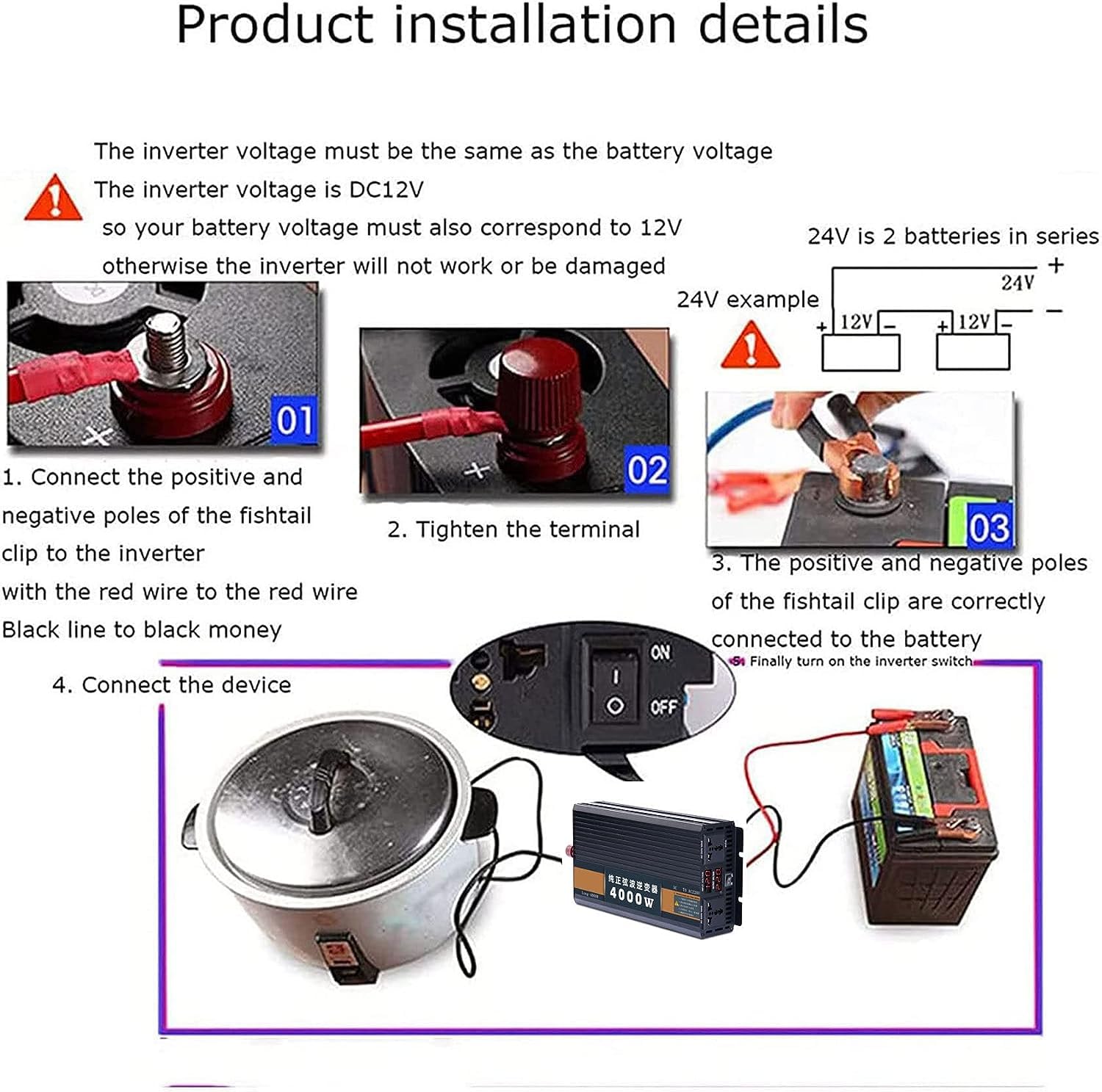 2,5 kW, 4 kW, 5 kW, 6 kW, 8 kW, 10 kW, 12 kW, falownik sinusoidalny, 12 V, 24 V, 48 V, 60 V, do 220 V, 240 V, adapter konwertera zasilania, domowy falownik solarny do samochodów ciężarowych, na