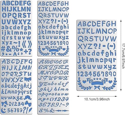 Miniatura 2 de BENECREAT 4 plantillas de grabado de metal de 4 x 7 pulgadas, plantillas de metal con números de letra para tallado de madera, dibujos y quemado de