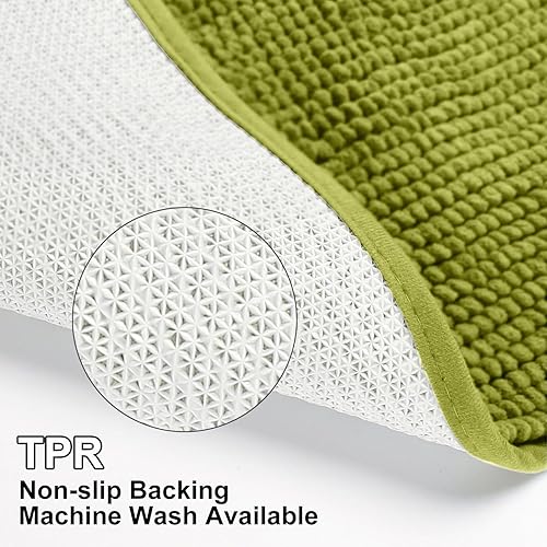 Miniatura 27 de Urvoix Juego de 3 alfombras de baño de felpilla antideslizante, ultra suave y súper absorbente, para baño, inodoro y bañera (verde azulado) Verde