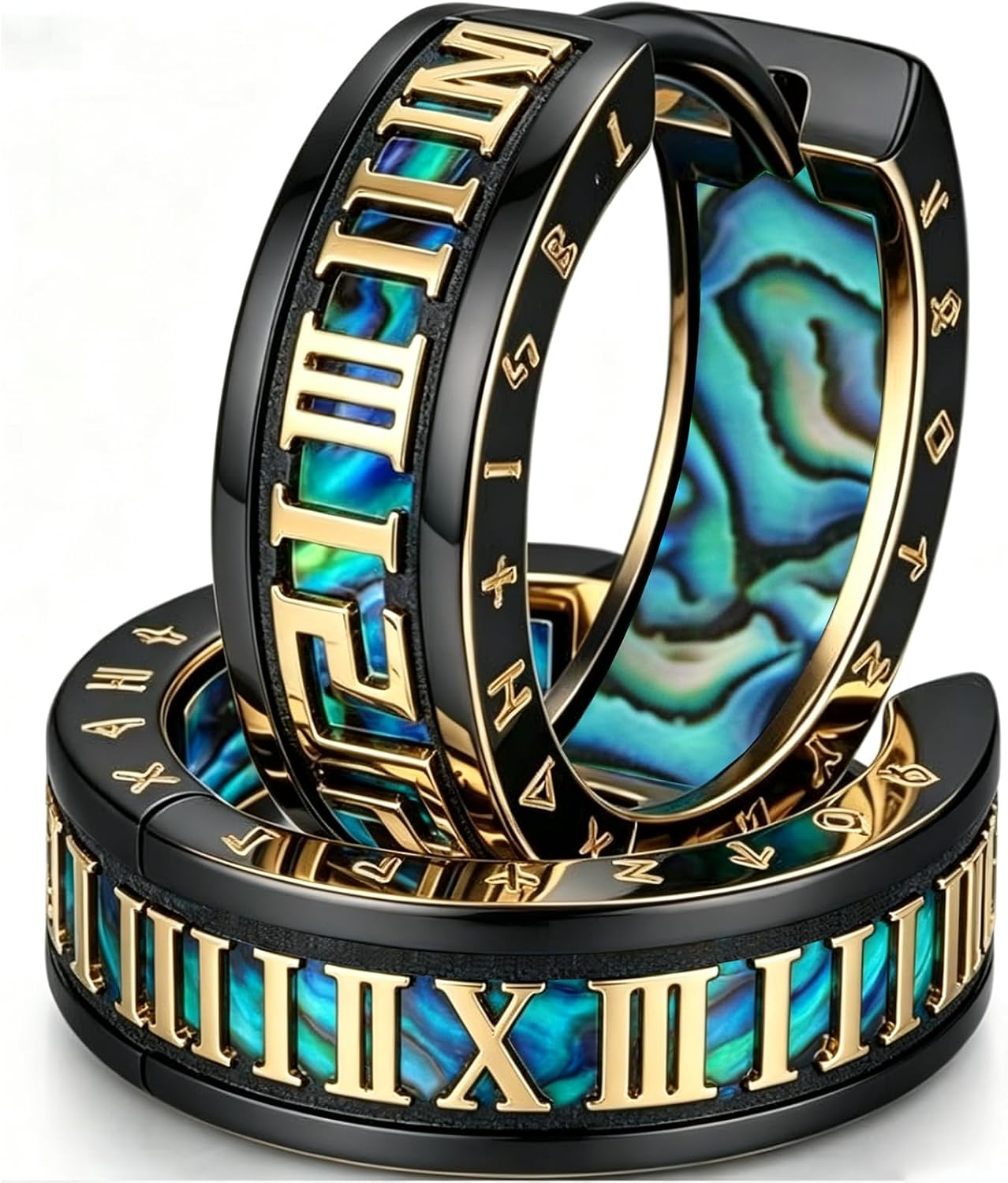 Viking Hoop Earrings for Men Women 17mm Norse Runes