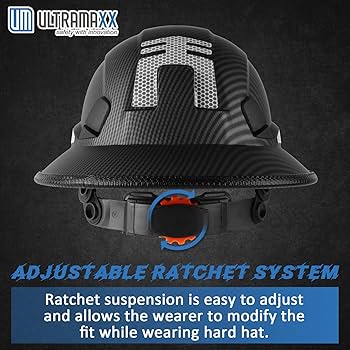 UM ULTRAMAXX Full Brim Hard Hat with Build-in Visor, ANSI