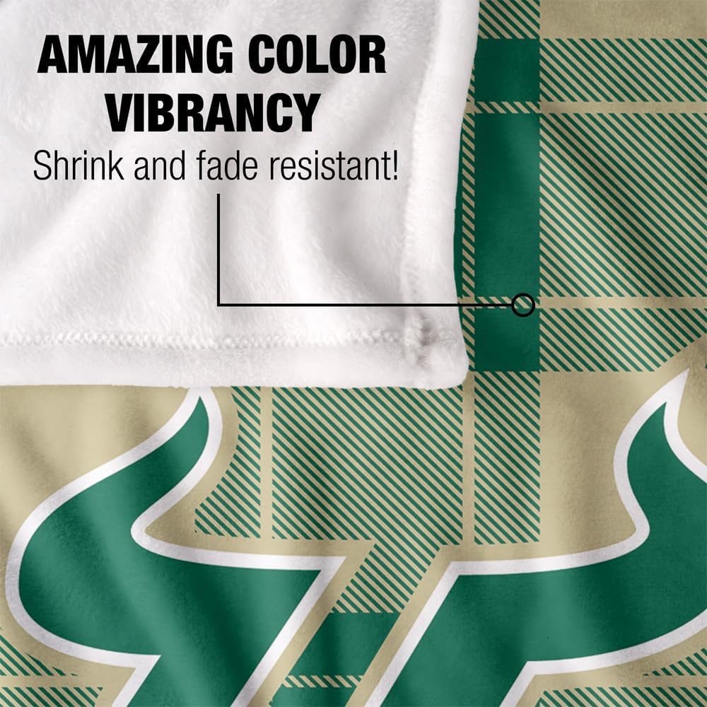 LOGOVISION University of South Florida Campus Plaid Spirit Silky Touch Super Soft Throw Blanket 36"x58" - Image 4