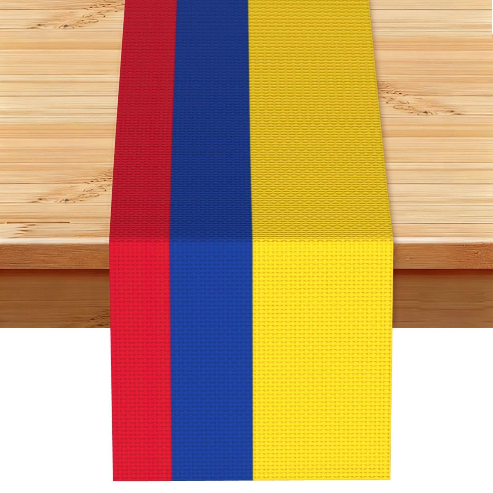 Flag of Colombia Printed Table Runner 13 x 72, Wrinkle Resistant Decor for Dining Table Coffee Table Fireplace