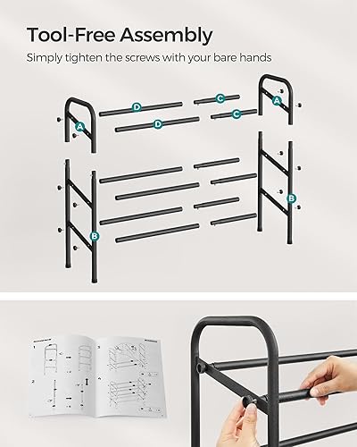 Miniatura 7 de SONGMICS Zapatero expandible de 3 niveles, estante de zapatos de metal para 8-20 pares de zapatos, zapatero independiente para entrada, armario,