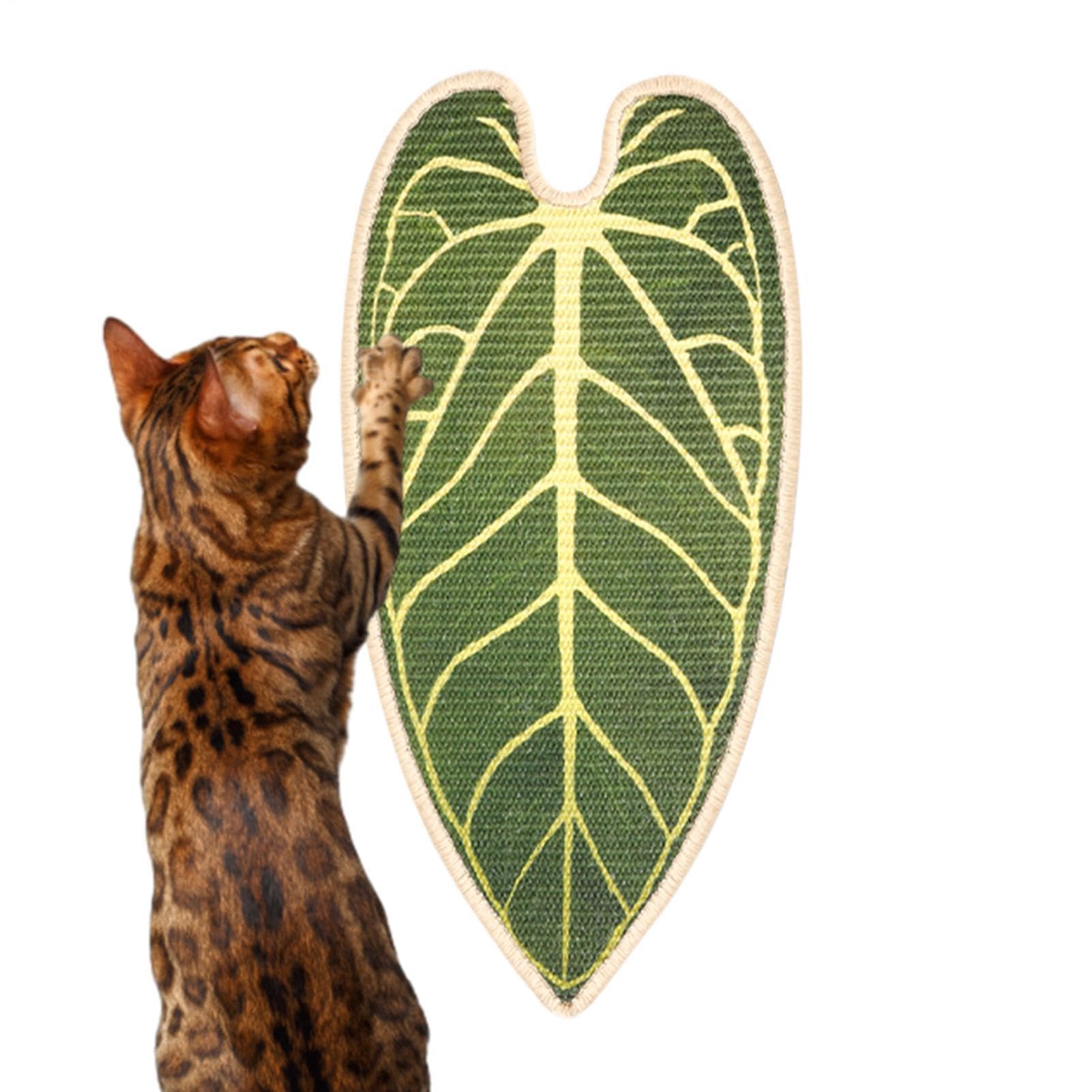 Tapis à griffoir pour chat au design de feuille pour salon élégant