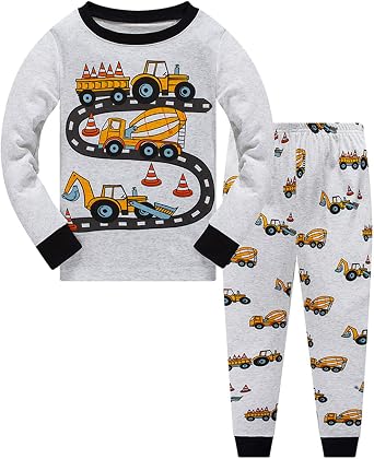Popshion Little Boys Pajamas Sets Glow in Dark Dinosaur 100% Cotton 2 Piece Toddler Clothes Kids Pjs Sleepwear Size 2-10T