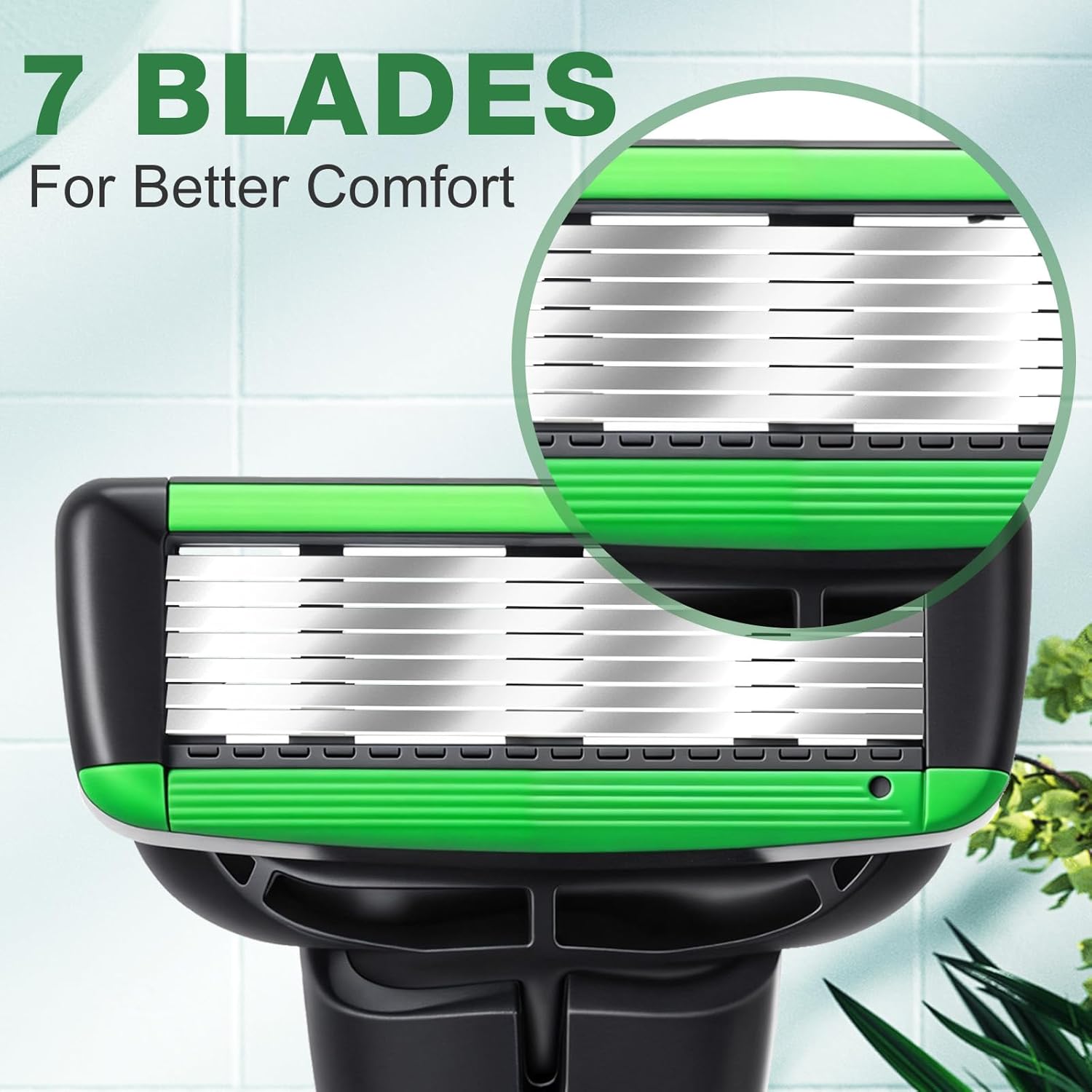 34 Pcs Shaving Kit for Men Disposable Men's Razors Set Refillable 7-blade Razors Travel Shave Set Designed for Sensitive Skin, 2 Handle and 32 Razor Blade Refills