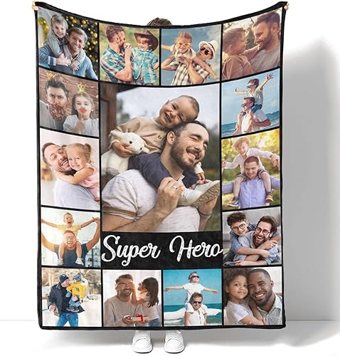 Miniatura 8 de D-Story Manta personalizada con 15 textos de imágenes fabricada en Estados Unidos, manta personalizada con foto, manta personalizada para el día del