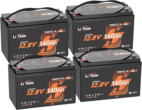 Miniatura 14 de Litime Batería LiFePO4 para motores de trolling de 12V 100Ah (Grupo 31), baterías de litio Bluetooth de 12 voltios, máx. 15000 ciclos profundos,