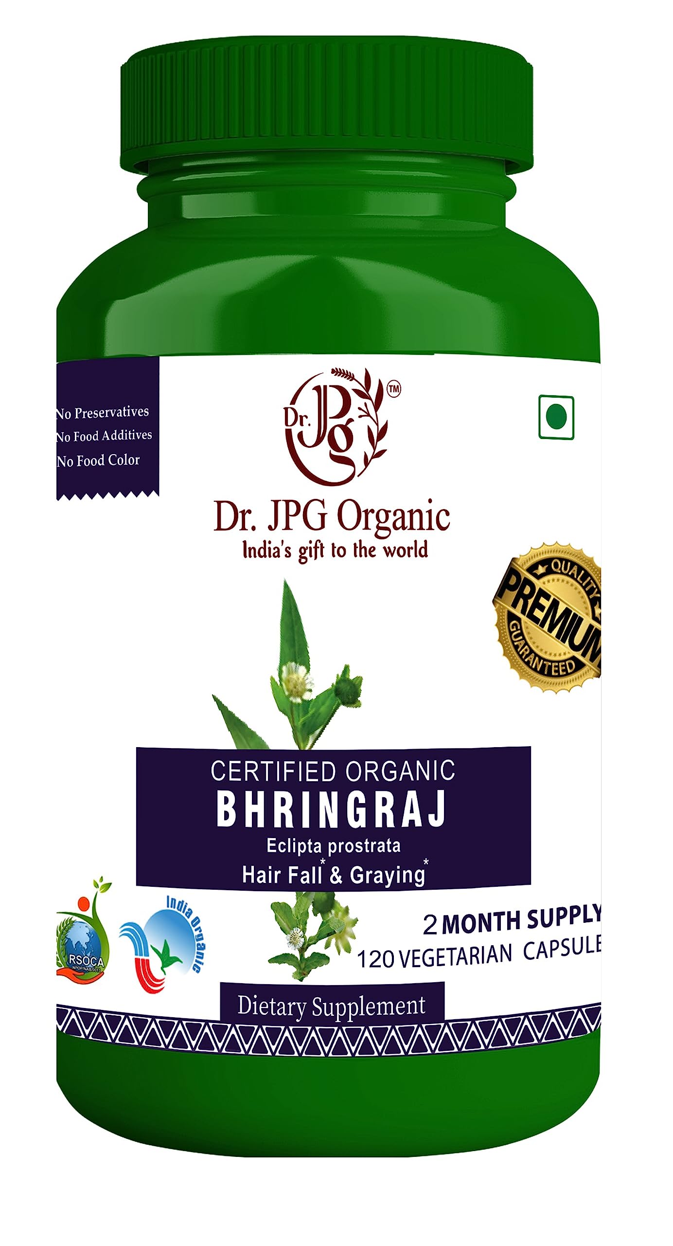 Dr. JPG Organic Bhringraj Capsules For Hair Fall & Graying 500mg 120 Veg. Capsules/Eclipta prostrata/INDIA ORGANIC Certified. (B0CC8NMCFH) Amazon Price History, Amazon Price Tracker