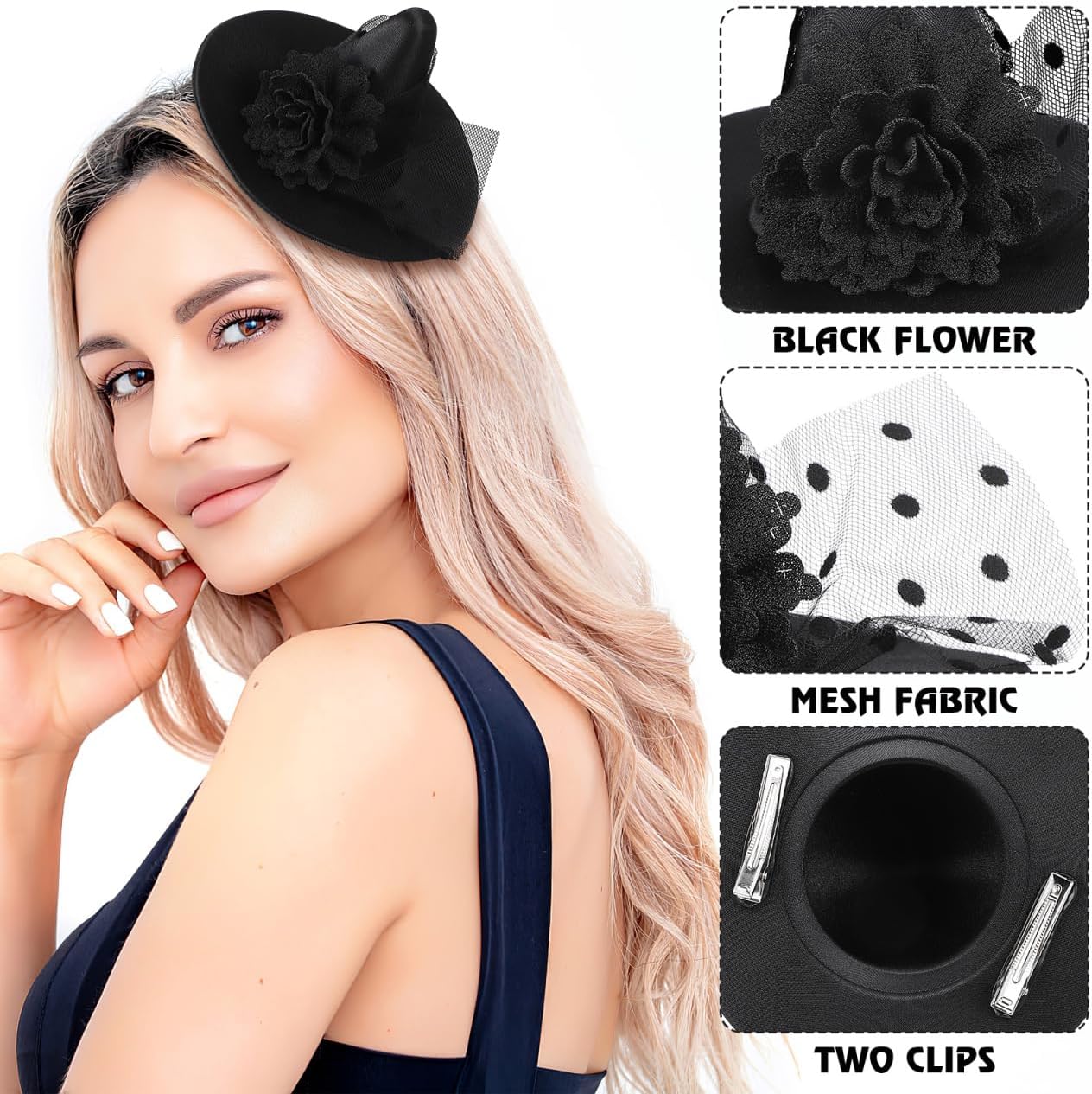 Luxshiny Miniature Witch Hat Clip Halloween Party Headwear Lightweight Mesh Cosplay Accessory for Kids and Adults - Image 3