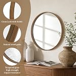 WallBeyond Round Mirrors for Wall Decor, Wall Mirror Decorative with Beaded Framed for Home Decoration Entryway Living Room Bedroom,24 inch,Walnut