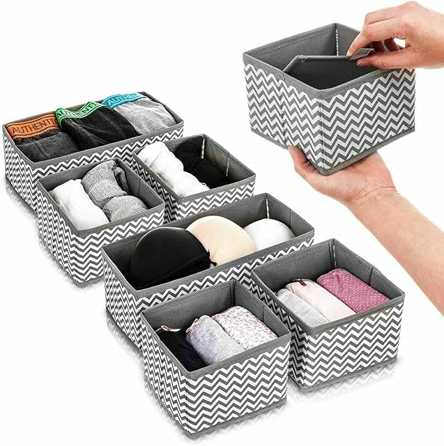 IMBTECH| 6 Pcs Foldable Canvas Storage Box, Square Mini Box Organizer, Canvas with Handles for Shelf Closet, Home Closet Bedroom Drawers Organizers, Foldable, Organizers with Handle for Home Décor.