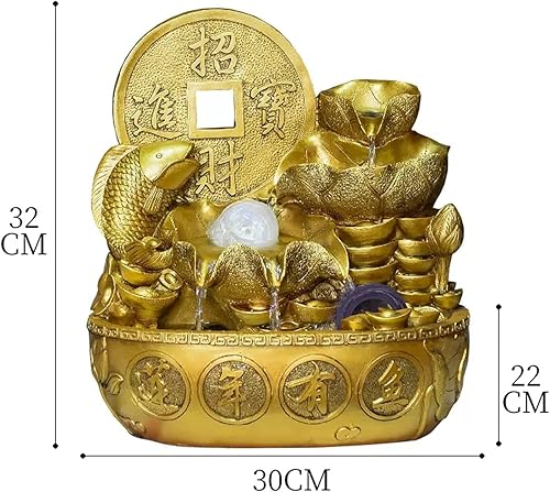 Miniatura 2 de Indoor Water Fountain Tabletop Fountains Gold Tabletop Fountain with Water Pump, Feng Shui Interior Decoration Tabletop Decoration Waterfall