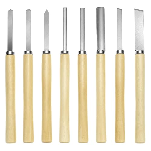 QWORK Wood Turning Chisel Set, 8 Pcs Lathe Chisel Set