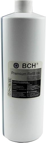 BCH Tinta de tinte negro premium de 1 litro (33.8 fl oz) para todos los cartuchos de impresora de inyección de tinta