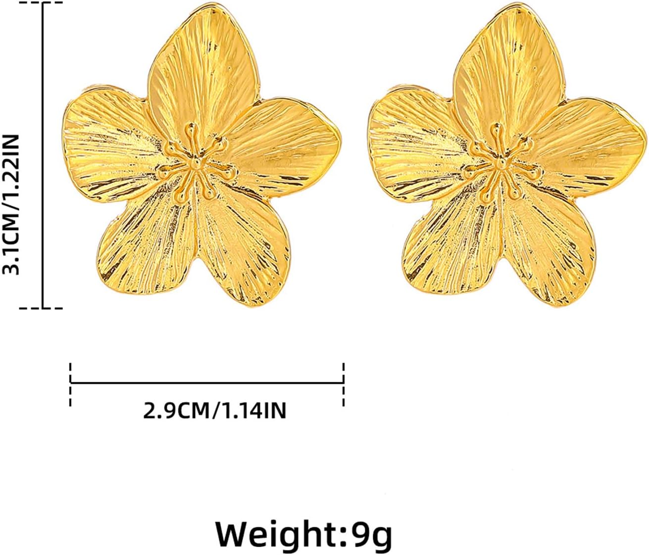 Gold Silver Petal Earrings for Women Chunky Gold Flower Earrings Retro Statement Earrings Trendy Earrings Lightweight Gold Earrings Hypollergenic Minimalist Aesthetic Gold Jewelry for Birthday Party Christmas - Image 5