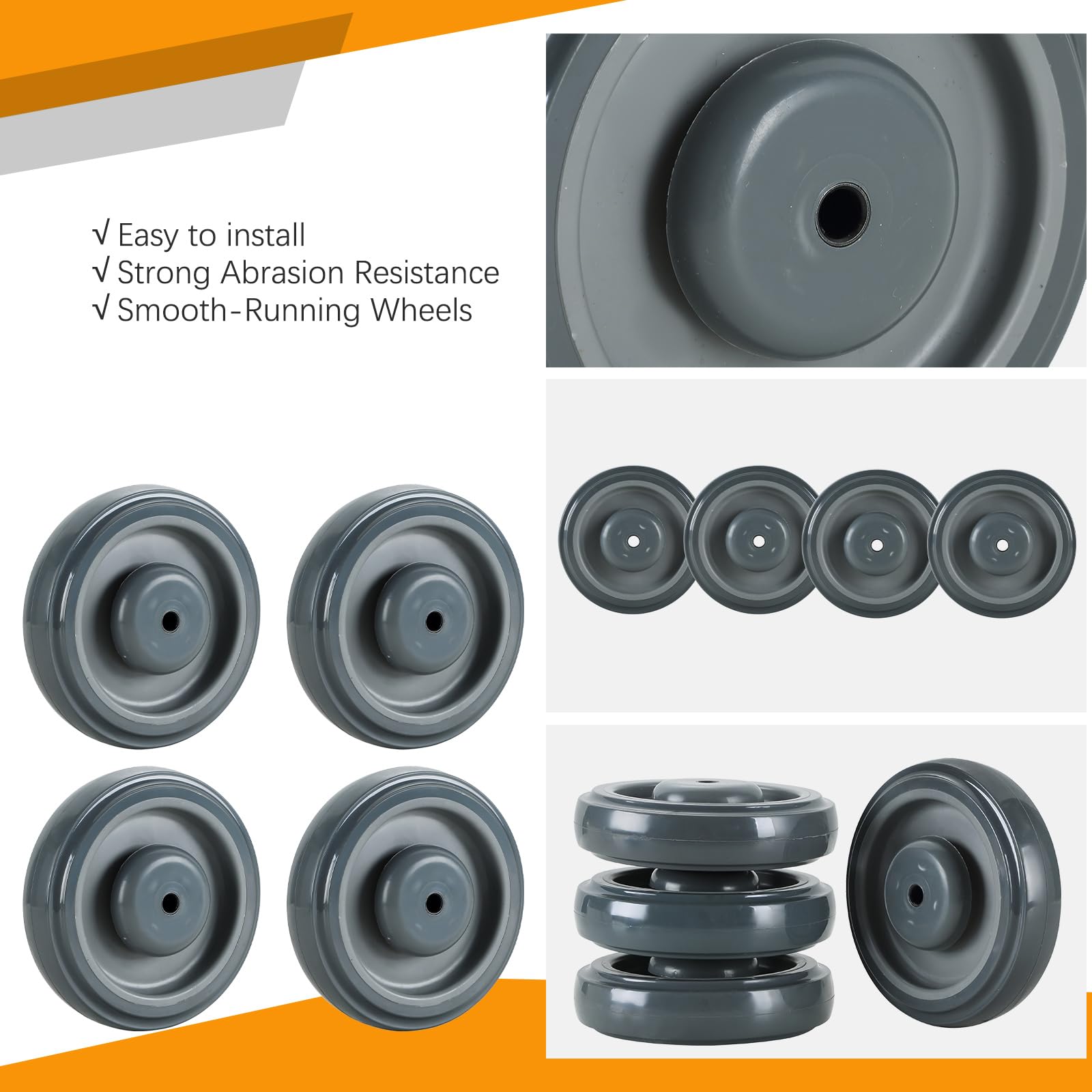 Snapklik.com : FLKQC 4 Pack Shopping Cart Replacement Wheels Kit 5-inch ...