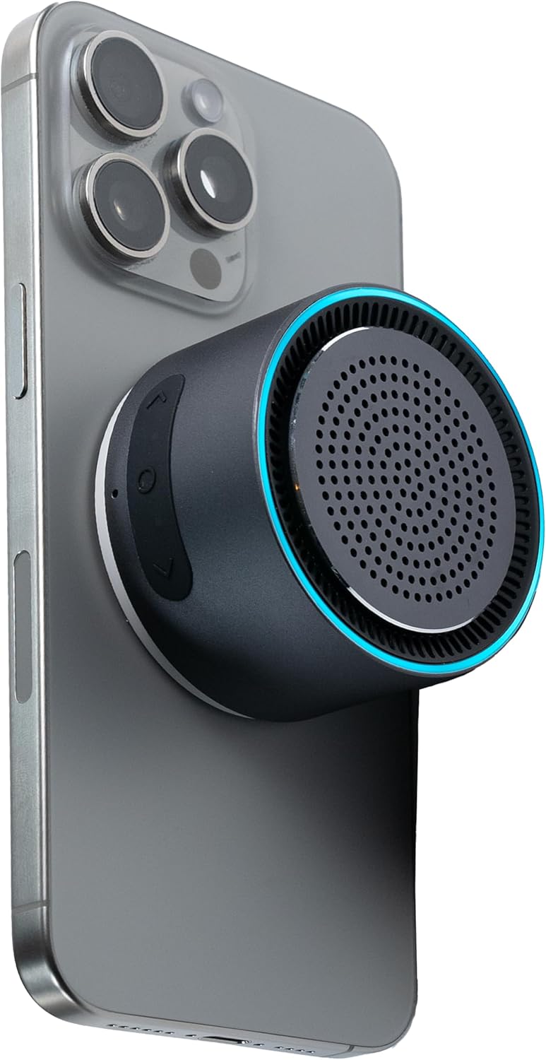 MagBeat Bluetooth Speaker with Magnetic Wireless Charger (Graphite), Portable Stereo Sync TWS, Booming Bass, Up to 10H , IPX7 Waterproof, Aluminum Unibody Design for Home/Outdoor/Beach, Gift for Men