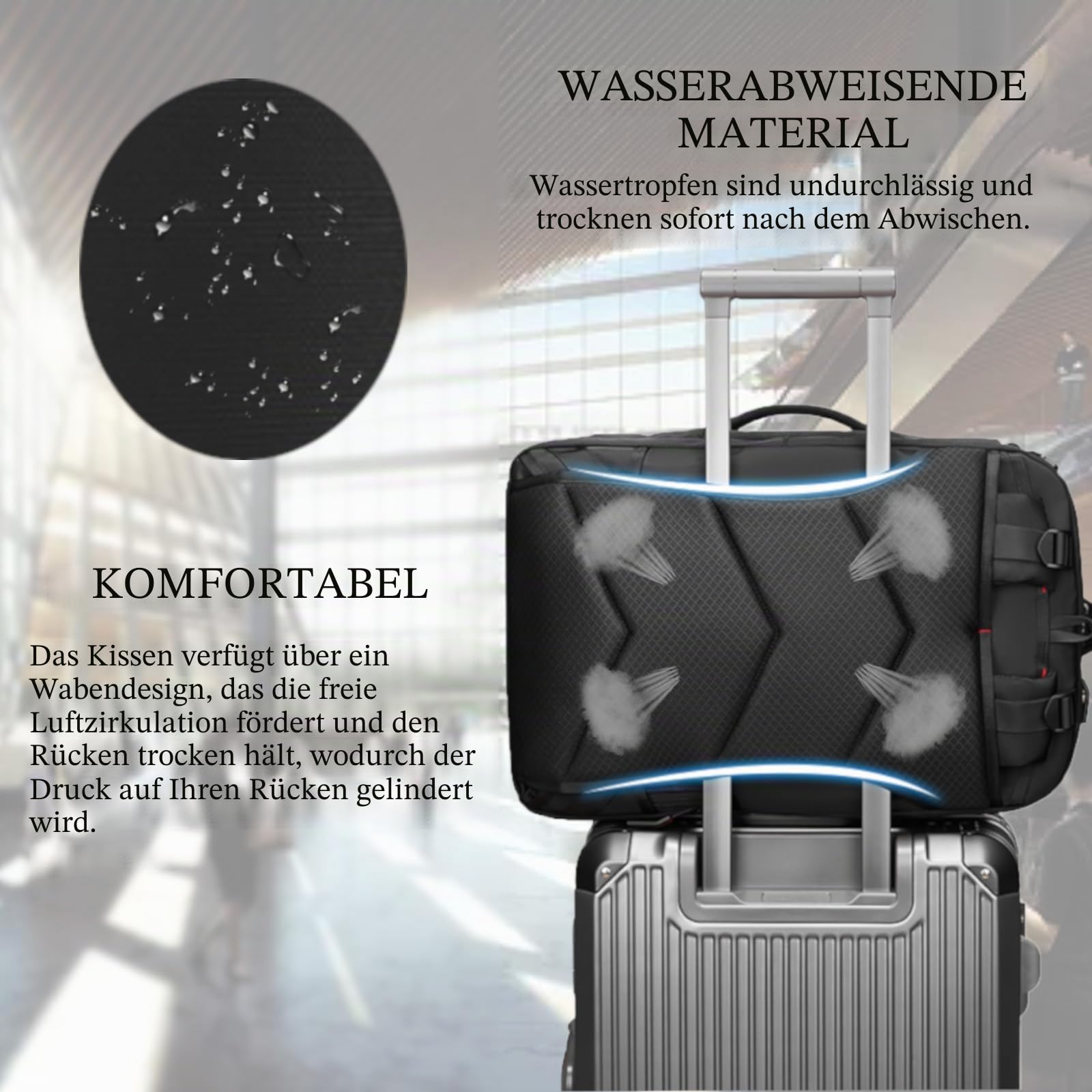 Sea choice Laptop Rucksack 16 Zoll Leicht Reiserucksack 35L Bussiness Rucksack mit Schuhfach Wasserdicht Anti Diebstahl Rucksäcke Arbeit Schulrucksack Tasche Schwarz