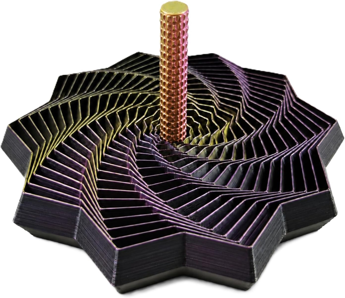 3D Printed Fidget Toys, 4.3In 3D Printed Expanded Sensory Fidget Star, 3D Star Fidget Toy, Portable 3D Printed Fidgets for Stress Relief, Multi-Color Fidget Toys (Purple Gold Black)