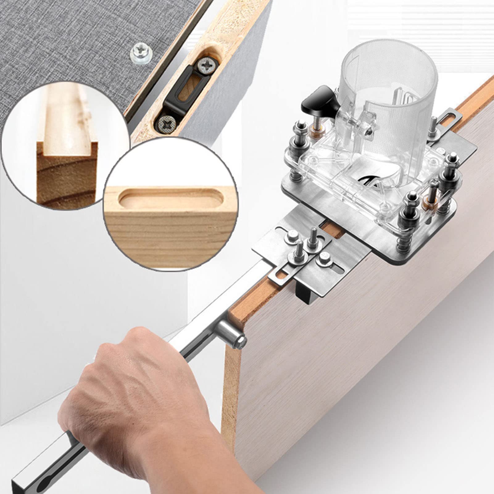 Ejoyous Fresatrice per Legno Fresatrice per Palmo in Acciaio Inossidabile e Plastica per Scanalatura e Rifilatura Taglierina Compatta per Laminati con Movimento Regolabile per l'assemblaggio della