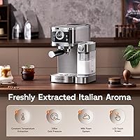 Vista 2 de Máquina de café expreso, máquina de capuchino de 20 barras con espumador de leche automático, cafetera de un toque para café con leche con filtros