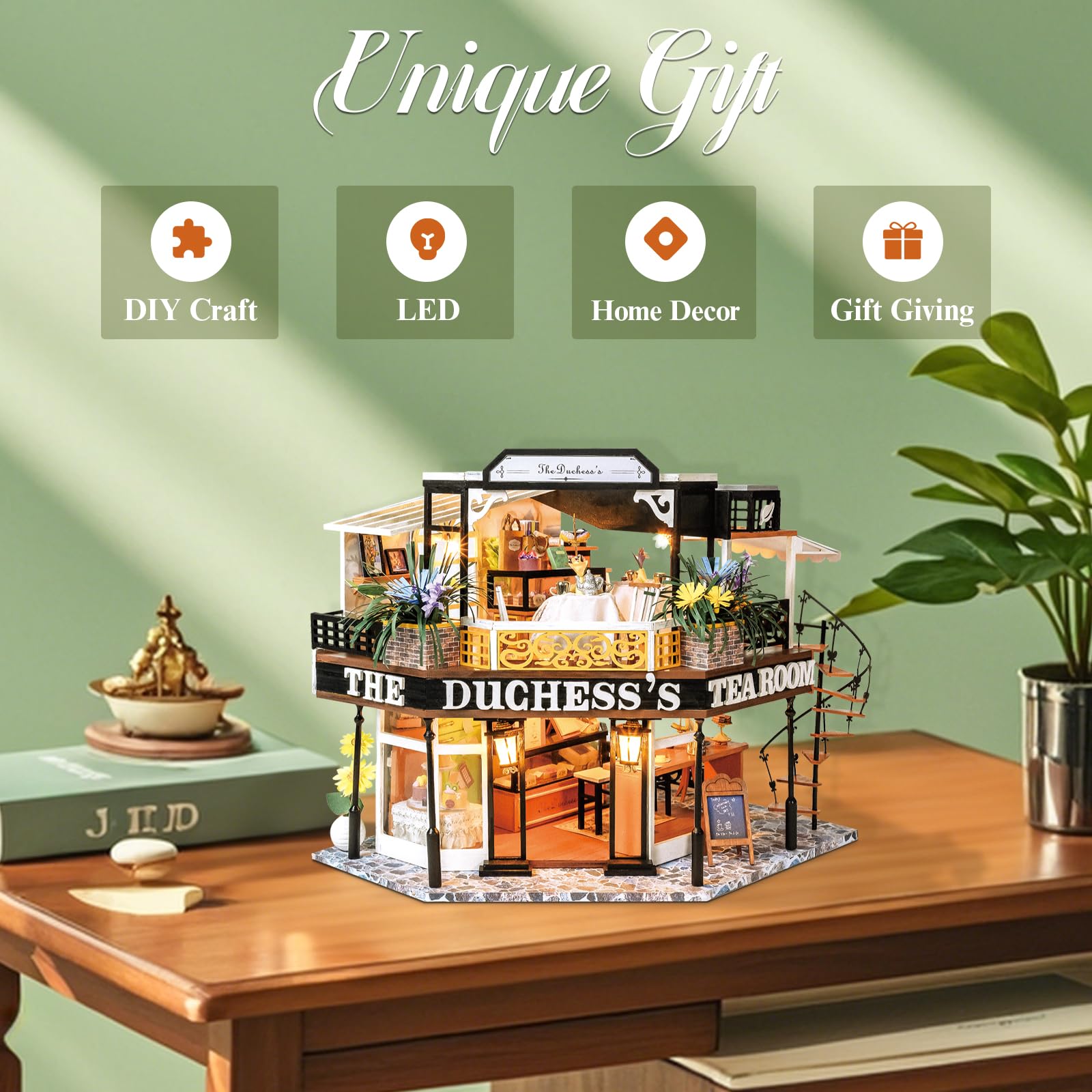CUTEBEE DIY Miniature House Kit, 3D Wooden Model Building Craft for Adults & Teens, Artistic Home Decor Dollhouse Project - Image 3
