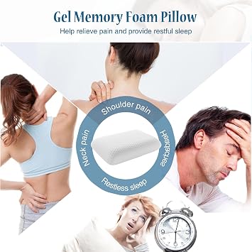 DUMOS 1 Pack Memory Foam Pillows for Sleeping, Gel Cooling Pillow for Back and Side Sleeper Support, Bed Pillows for Adults with Washable Cover and Breathable Mesh White