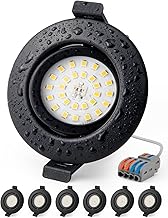 Recessed LED Ceiling Spotlight IP44 Bathroom Portholes Indoor AC 220V-240V Recessed Spotlight Rotatable 38° Black, Downlight Ø68mm - 80mm for Cuisina Hallway Round Lamp 4.7W 760LM 3000K, Pack of 6