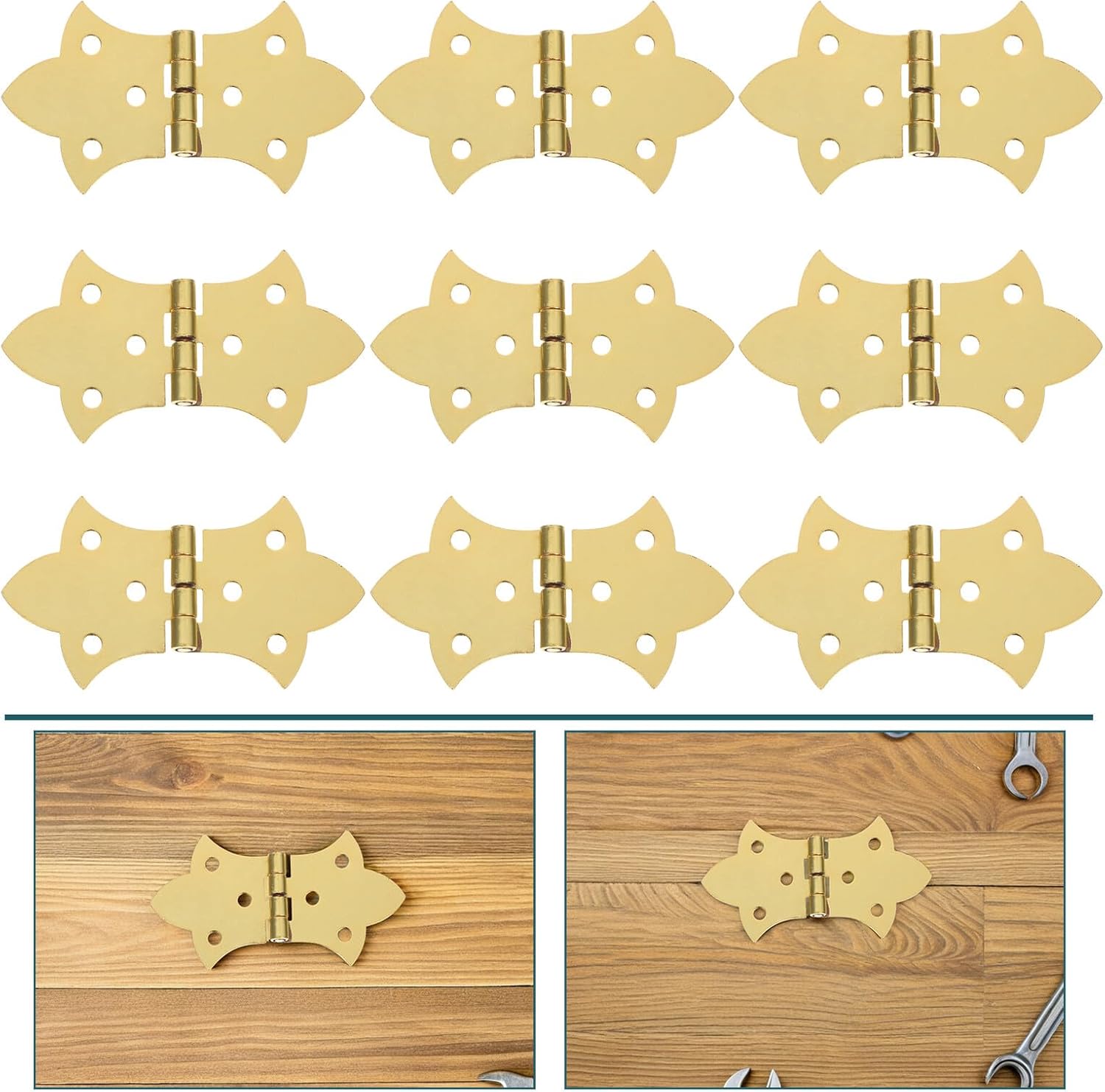 jojofuny 12pcs Antique Decorative Butterfly Hinges, Vintage Metal Cabinet Door Hinges for Jewelry Box, Wooden Case, Small Box Hardware for Home Improvement